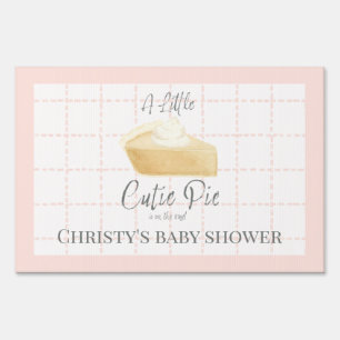 Cutie Pie Pink Plaid Fall Girl Baby Shower Outdoor Sign