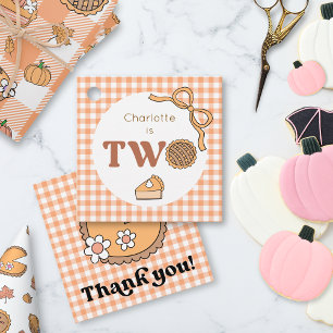Cutie Pie Pumpkin 2nd Birthday Thank You Favor Tags