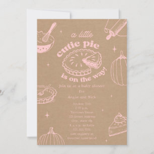 Cutie Pie Pumpkin Cardstock Pink Girl Baby Shower Invitation