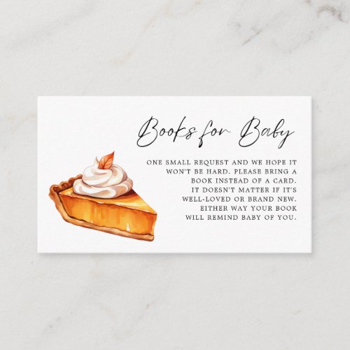 Cutie Pie Pumpkin Fall Baby Shower Books for Baby Enclosure Card