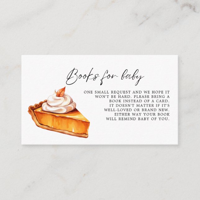 Cutie Pie Pumpkin Fall Baby Shower Books for Baby Enclosure Card (Front)