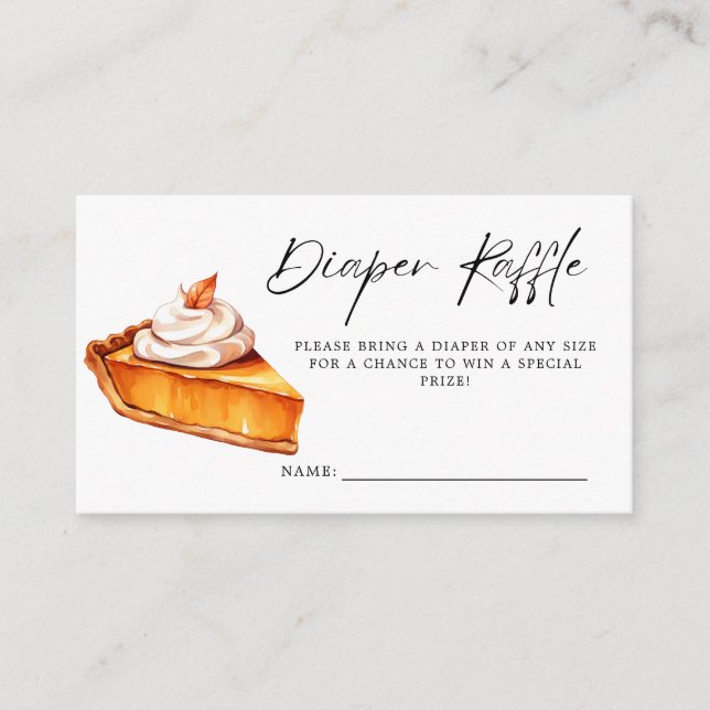 Cutie Pie Pumpkin Fall Baby Shower Diaper Raffle Enclosure Card (Front)