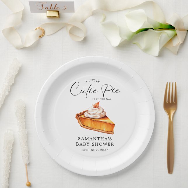 Cutie Pie Pumpkin Fall Baby Shower  Paper Plates (Wedding)
