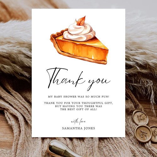 Cutie Pie Pumpkin Fall Baby Shower  Thank You Card