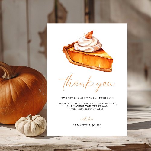 Cutie Pie Pumpkin Fall Baby Shower  Thank You Card