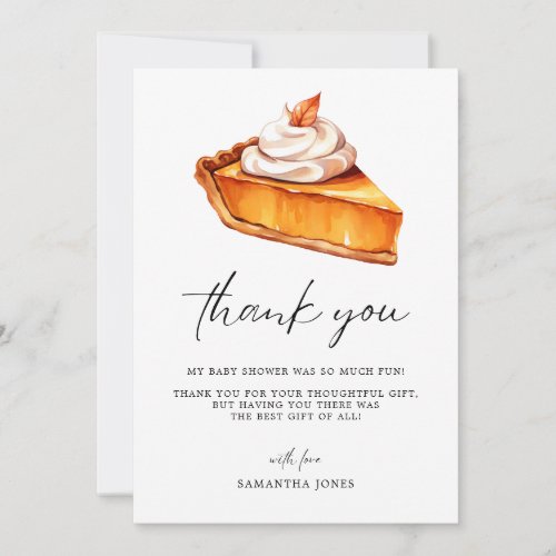 Cutie Pie Pumpkin Fall Baby Shower  Thank You Card