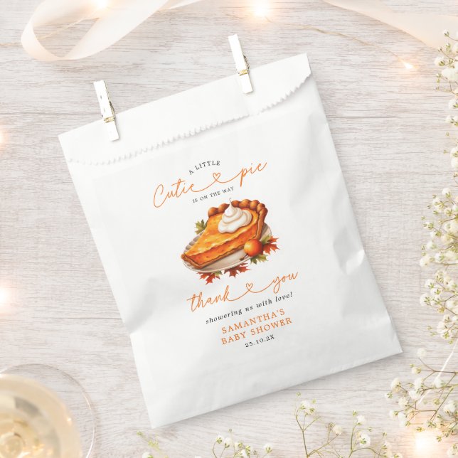 Cutie Pie Pumpkin Fall Baby Shower Thank You Favor Bag (Clipped)