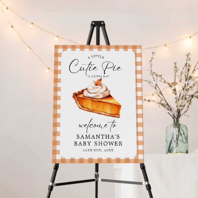 Cutie Pie Pumpkin Fall Baby Shower Welcome Signs (In Situ (Stand))