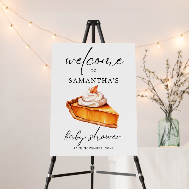 Cutie Pie Pumpkin Fall Baby Shower Welcome Signs (In Situ (Stand))