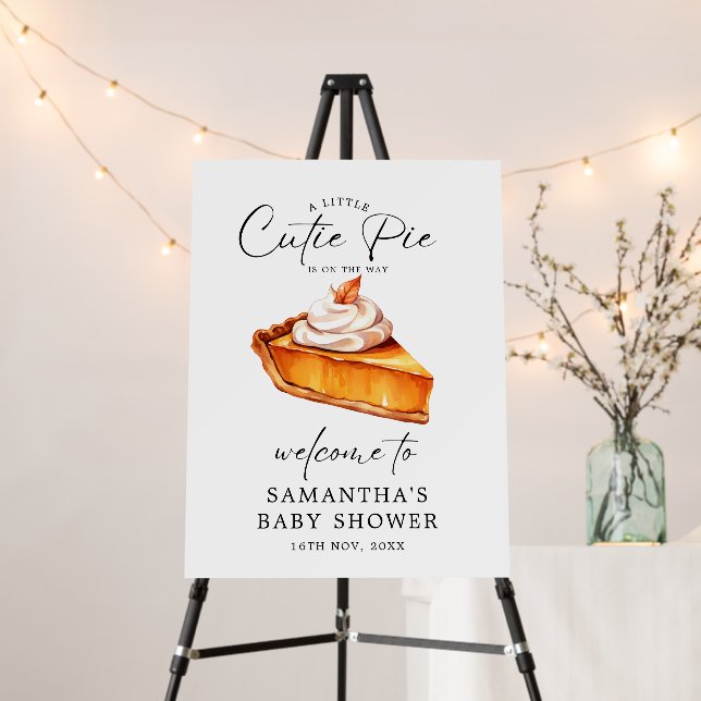 Cutie Pie Pumpkin Fall Baby Shower Welcome Signs (In Situ (Stand))