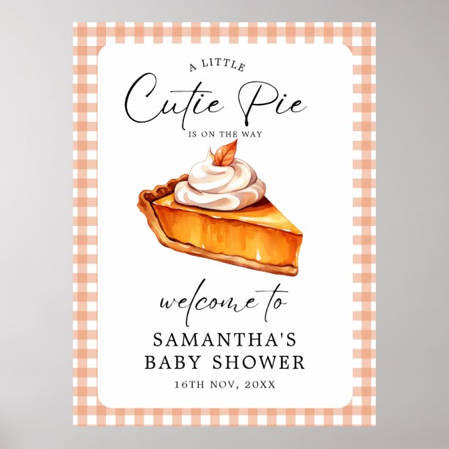 Cutie Pie Pumpkin Fall Baby Shower Welcome Signs (Front)