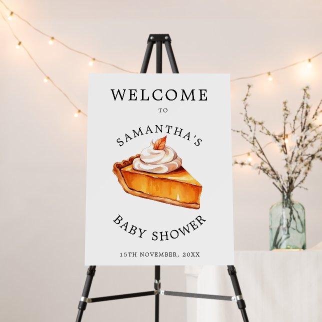 Cutie Pie Pumpkin Fall Baby Shower Welcome Signs (In Situ (Stand))