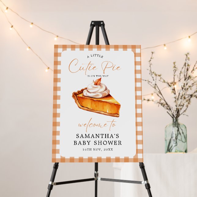 Cutie Pie Pumpkin Fall Baby Shower Welcome Signs (In Situ (Stand))