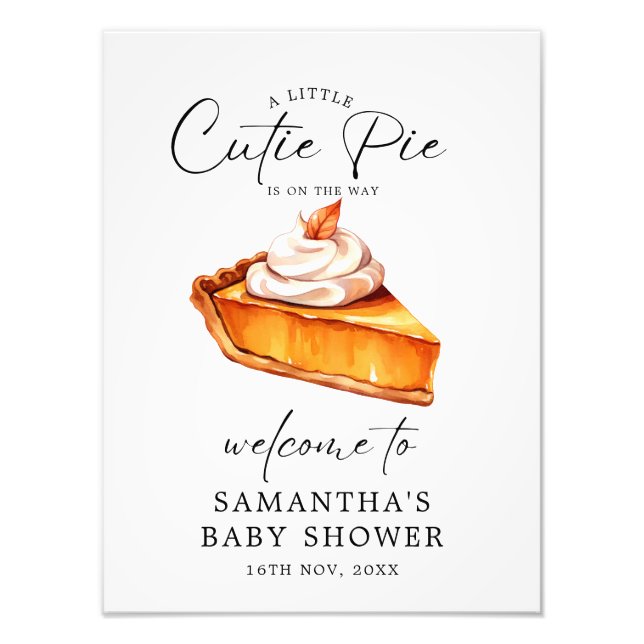 Cutie Pie Pumpkin Fall Baby Shower Welcome Signs (Front)