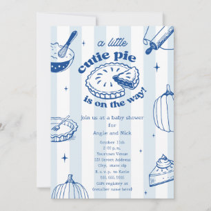 Cutie Pie Pumpkin Fall Boy Blue Baby Shower Invitation