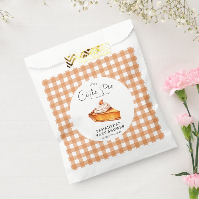 Cutie Pie Pumpkin Fall Gingham Baby Shower  Favor Bag (Sealed)