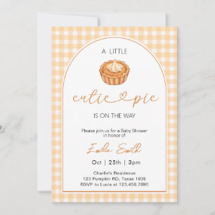  Cutie Pie Pumpkin Fall Gingham Baby Shower Invitation