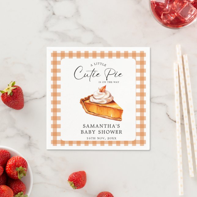 Cutie Pie Pumpkin Fall Gingham Baby Shower  Napkins (Insitu)