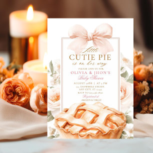 Cutie Pie Pumpkin Floral Bow Baby Shower Invitation