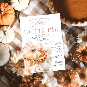 Cutie Pie Pumpkin Floral Bow Baby Shower Invitation