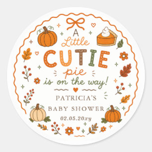 Cutie Pie Pumpkin Gender Neutral Baby Shower Classic Round Sticker