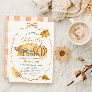 Cutie Pie Pumpkin Pie Bow Baby Shower Invitation