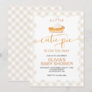 Cutie Pie pumpkin pie Fall plaid Baby Shower Invitation