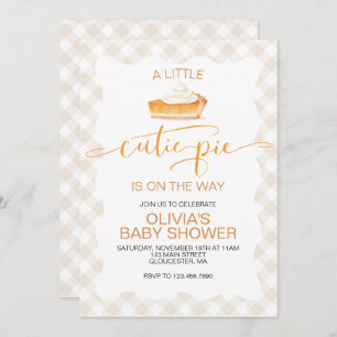 Cutie Pie pumpkin pie Fall plaid Baby Shower Invitation