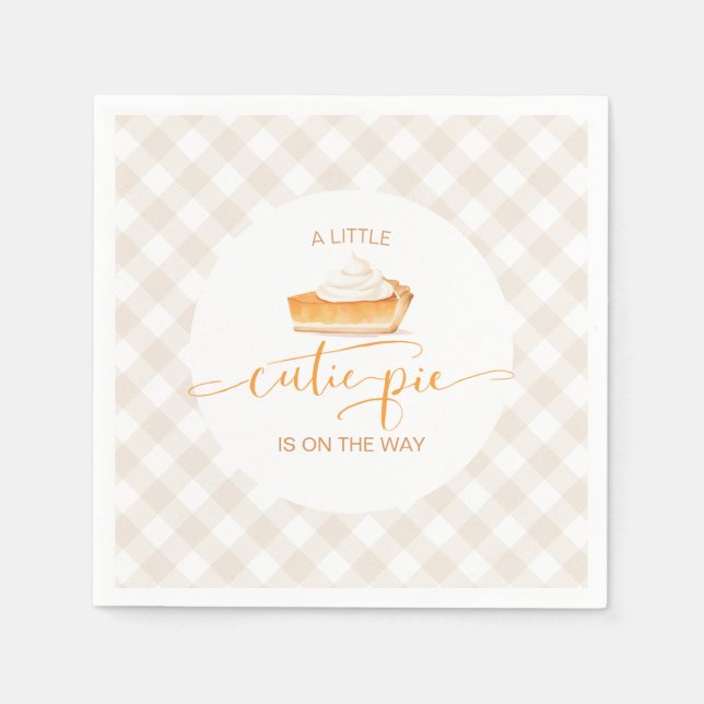 Cutie Pie pumpkin pie Fall plaid baby shower Napkins (Front)