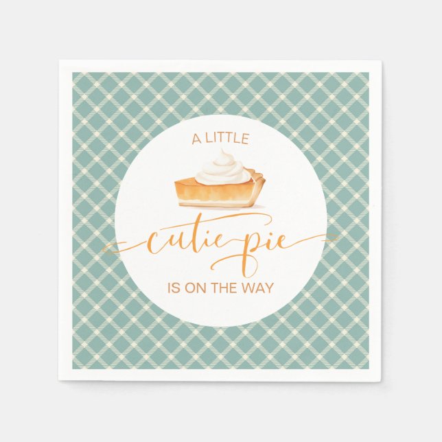 Cutie Pie pumpkin pie Fall plaid baby shower Napkins (Front)