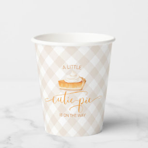 Cutie Pie pumpkin pie Fall plaid Baby Shower Paper Cups