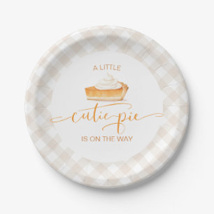 Cutie Pie pumpkin pie Fall plaid baby shower Paper Plates