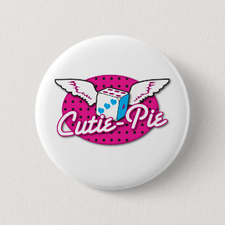 Cutie-Pie rockabilly cute dice with wings Button