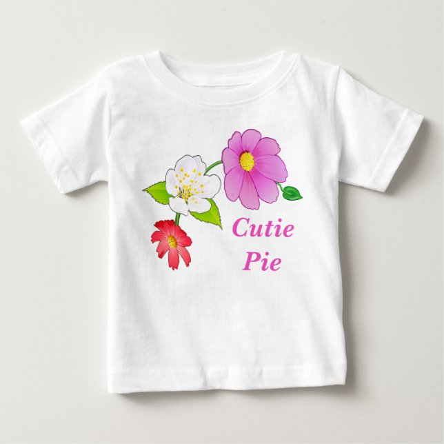 Cutie Pie T Shirts Floral Hawaiian Infant Clothes (Front)