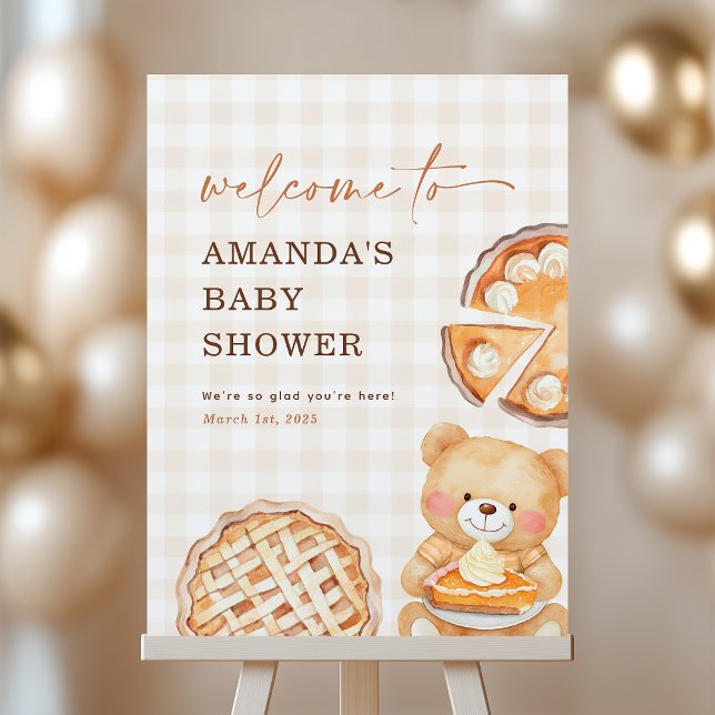 Cutie Pie Teddy Bear Fall Baby Shower Welcome Sign (Creator Uploaded)