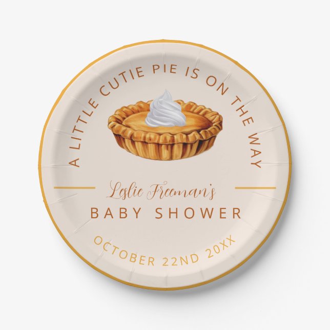 Cutie Pie Thanksgiving Baby Shower Plates (Front)