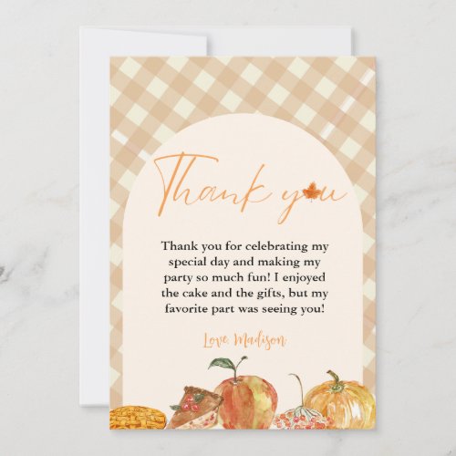 Cutie Pie Thanksgiving Birthday Thank you Card