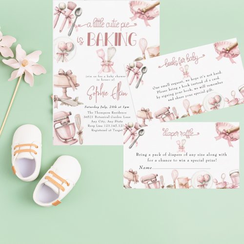 Cutie Pie  Watercolor Pink Girl Baby Shower Invitation