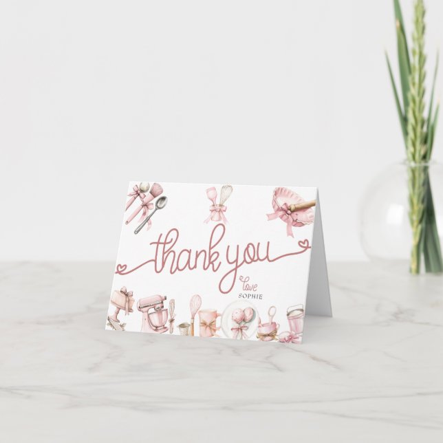 Cutie Pie | Watercolor Pink Thank You Cards (Front)