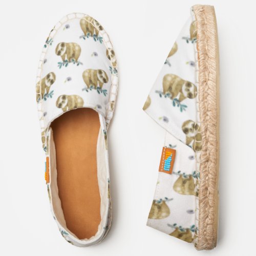 Cutie Pie Watercolor Sloth Pattern Espadrilles