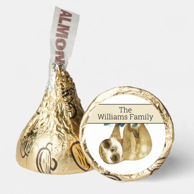 Cutie Pie Watercolor Sloth Pattern Hershey®'s Kisses® (Front)