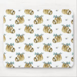 Cutie Pie Watercolor Sloth Pattern Mouse Pad