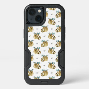 Cutie Pie Watercolor Sloth Pattern iPhone 13 Case