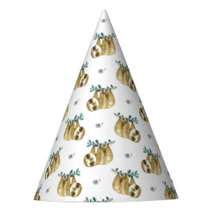 Cutie Pie Watercolor Sloth Pattern Party Hat