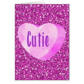 Cutie Pink Candy Heart Fuschia Faux Glitter (Front)