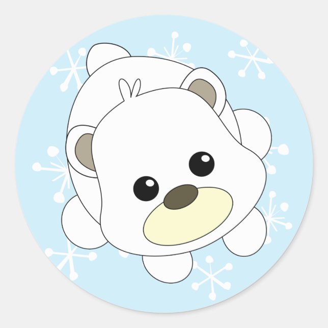 Cutie Polar Bear Classic Round Sticker (Front)