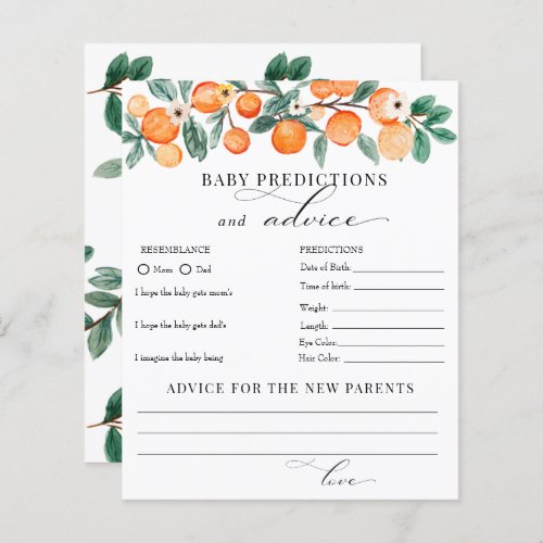 Cutie  Predictions Advice Baby Shower 