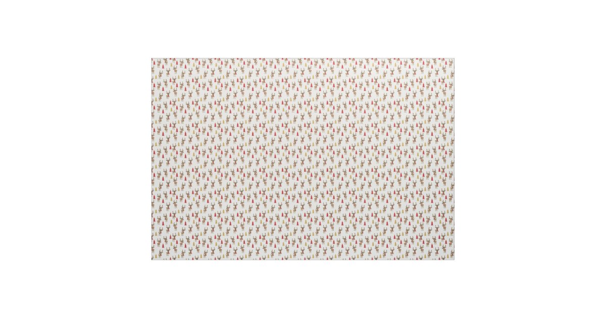 Cutie Reindeer Pattern Fabric | Zazzle