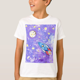 Cutie Rocketing to the Moon painting T-Shirt