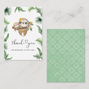 Cutie Sloth Greenery Watercolor baby shower thank Note Card